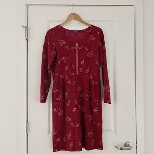 Gudrun Sjoden Floral Organic Cotton Knit Dress Zip Front